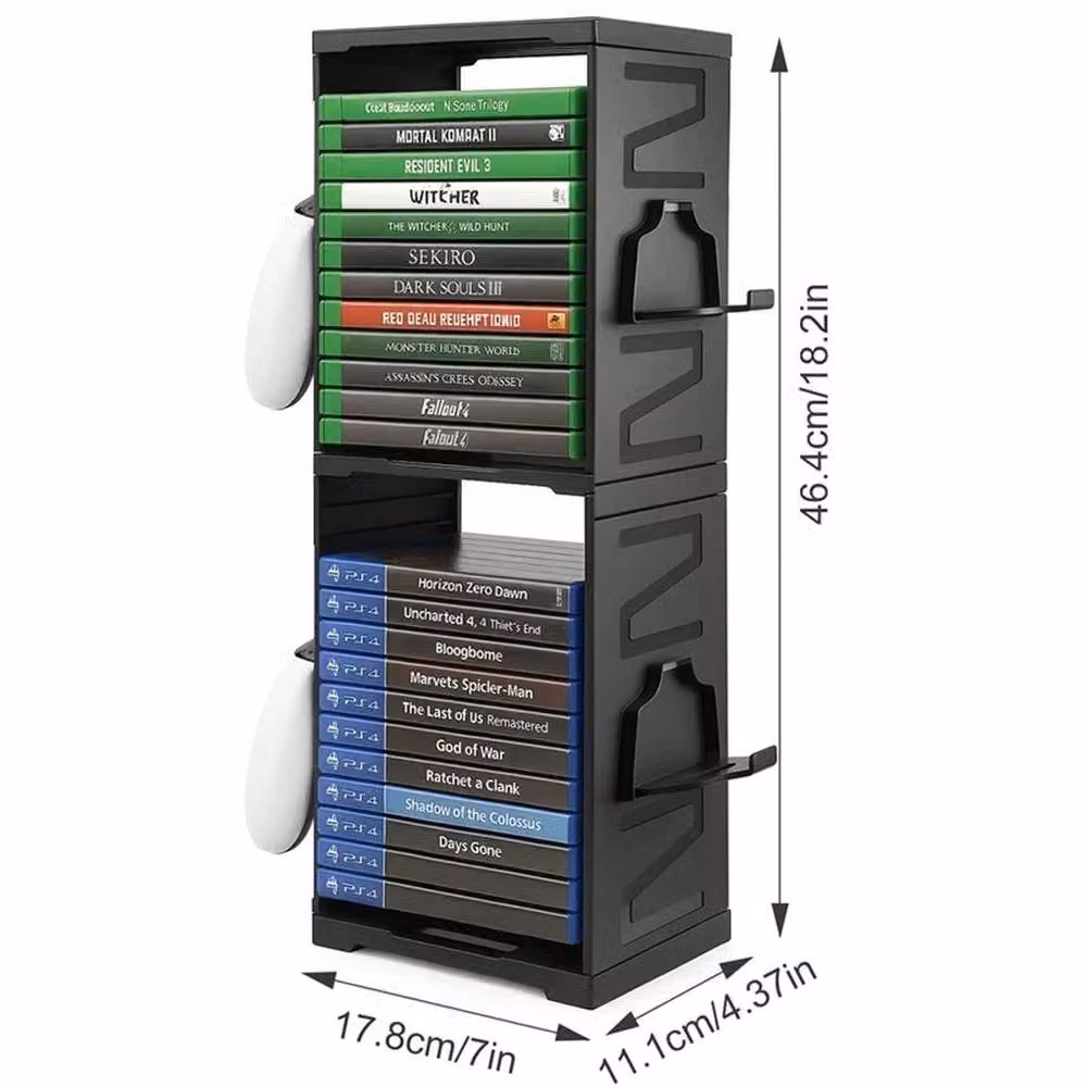 VOGREX 24 Disc Universal Game Storage Tower for PS5, PS4, Xbox and Nintendo Switch in Black – 2