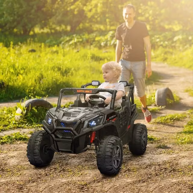 AIYAPLAY 2 Seater 24V Kids Electric Ride On Car with Remote Control, Black