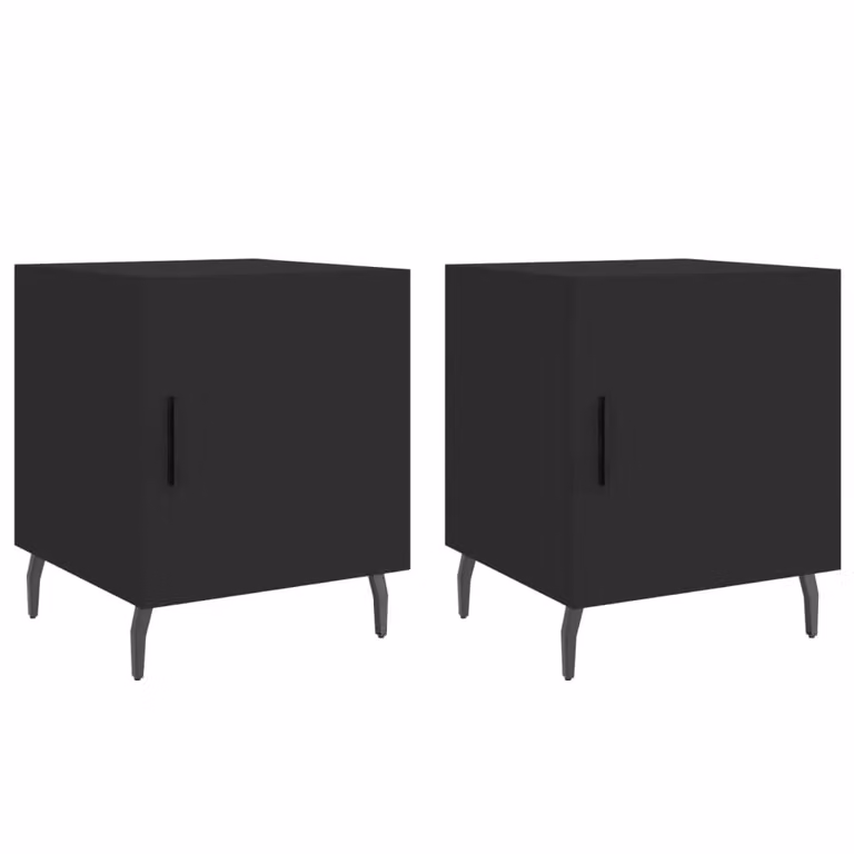 Berkfield Home Set of 2 Black Modern Bedside Cabinets in Engineered Wood, W/D/H: 40 x 40 x 50 cm