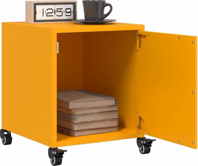 Berkfield Home Set of 2 Metal Bedside Cabinets in Yellow, W/D/H: 36 x 39 x 43.5 cm – 1