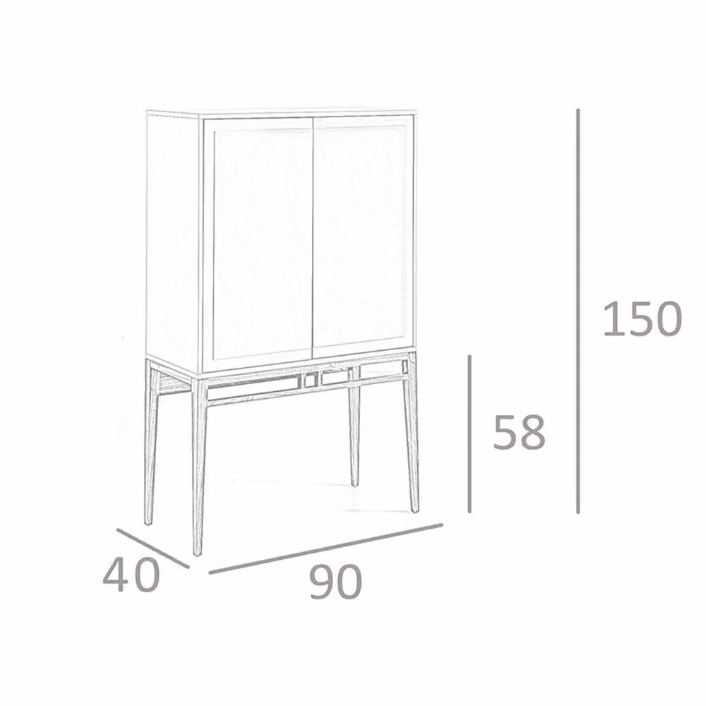 Angel Cerda Modern High Sideboard in Walnut and Beige, W/D/H: 90 x 40 x 150 cm – 6