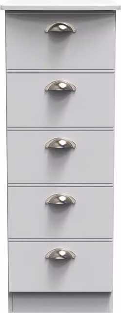 Ready Assembled 2 U Albert 5 Drawer Tall Bedside Chest in Grey