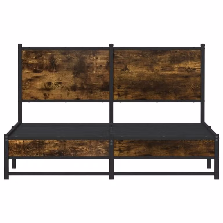 Berkfield Home Metal Bed Frame in Smoked Oak Brown, W: 137 cm, L: 190 cm