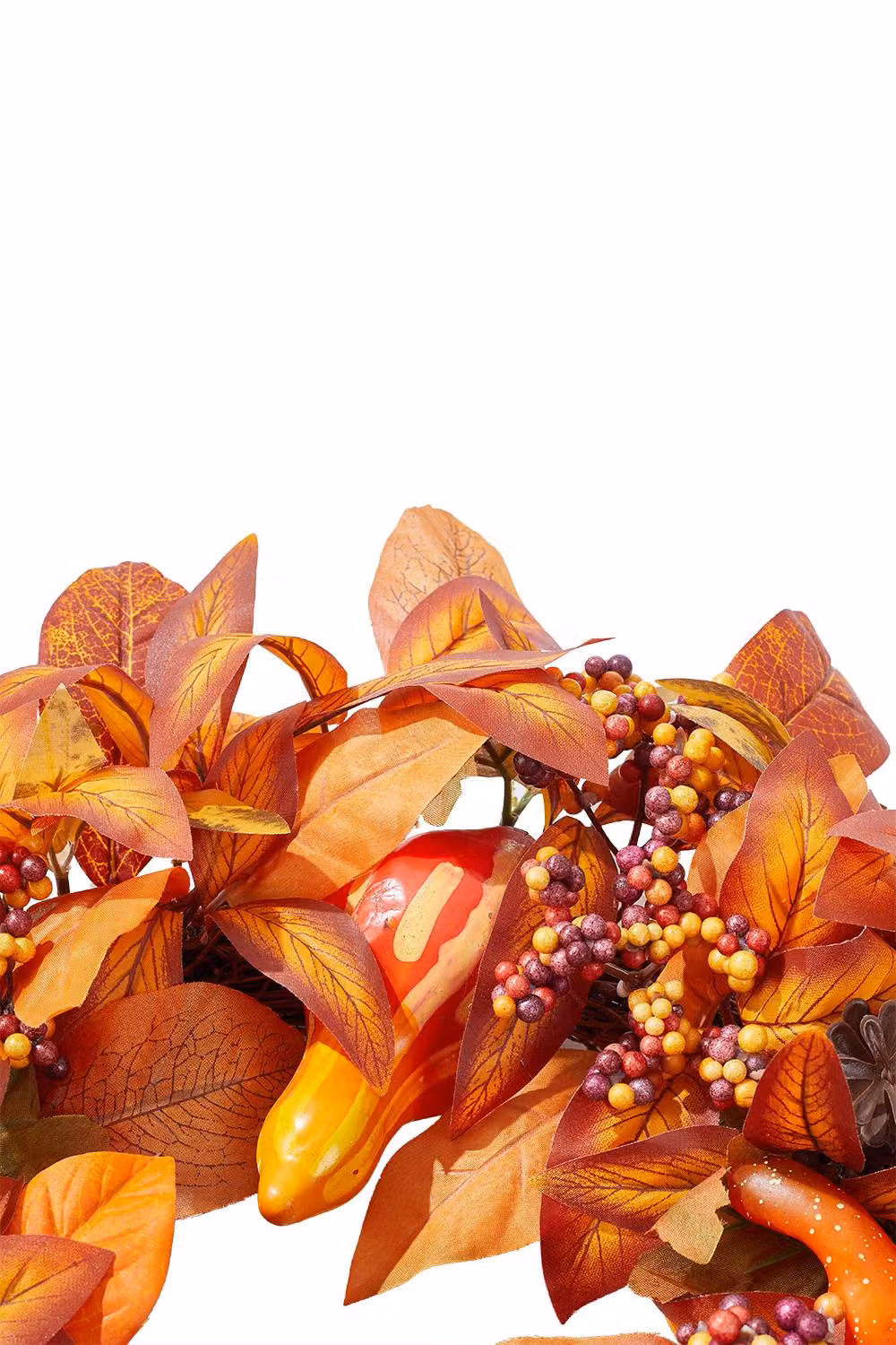 Garden Sanctuary Orange Artificial Maple Leaf and Berry Halloween Wreath – 6