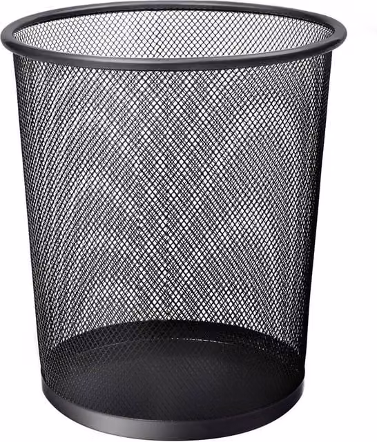 Keplin Round Metal Mesh Waste Paper Bin, Black