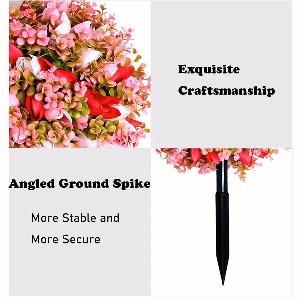 Quipulse Multicolour Small Artificial Floral Ball Floor Decoration, Round Freestanding Style 3, Diameter: 70 cm – 3