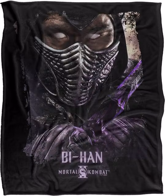 Warner Bros. Mortal Kombat 2 Bihan Portrait Super Soft Fluffy Polyester Throw Blanket, Multicolour, Extra Large
