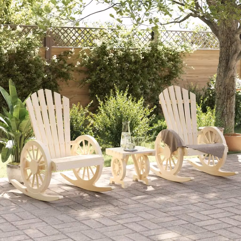Berkfield Home 3 Piece Garden Lounge Set in Brown Solid Wood – 2