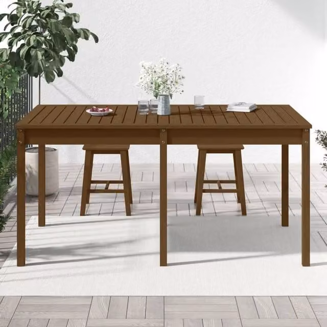 Berkfield Home Rectangular Garden Table in Brown Solid Pine Wood, W/D/H: 159.5 x 82.5 x 76 cm – 1