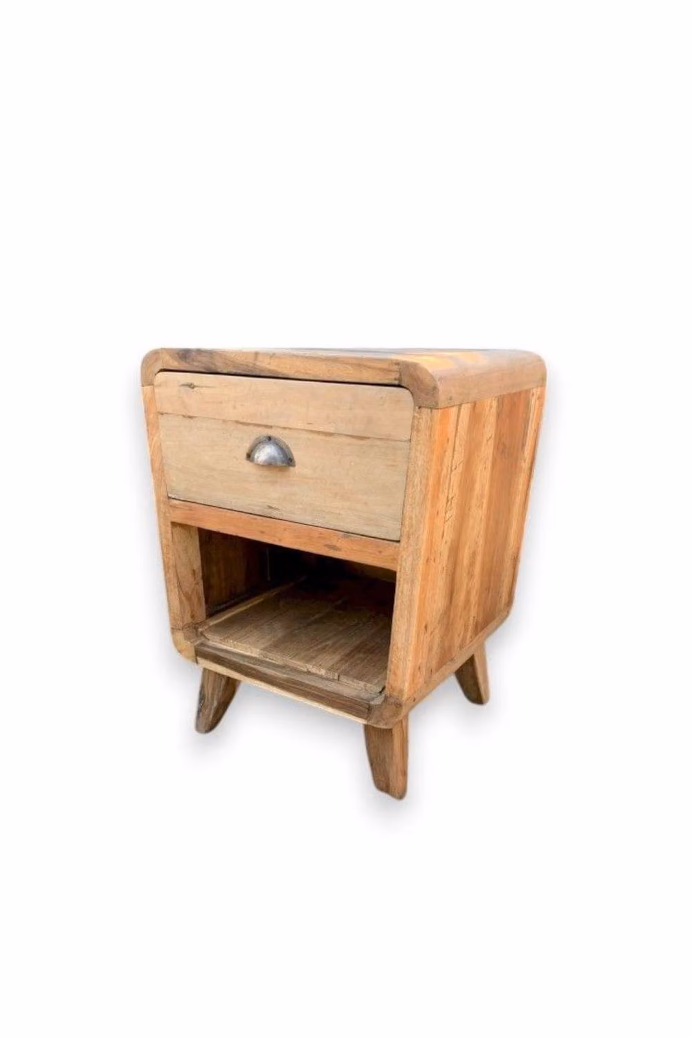 KDMD Round Teak Fishing Boat Bedside Table with Drawer in Brown – 2