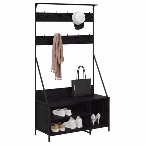 vidaXL Clothes Rail in Black Oak, W/D/H: 100 x 41 x 184 cm