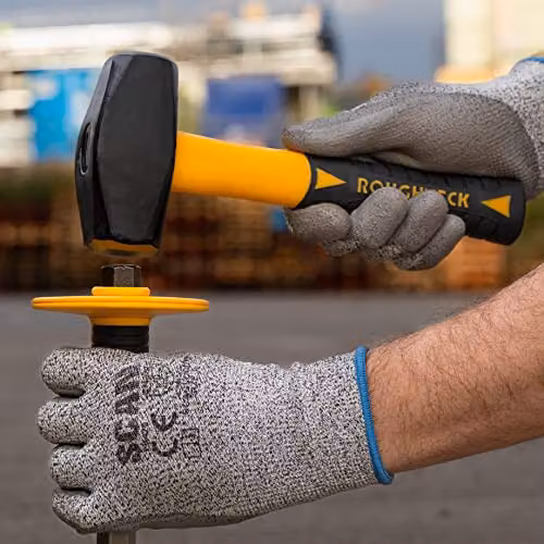 Roughneck Fibreglass Club Hammer with Forged Steel Head in Yellow and Black, 1.4kg – 3