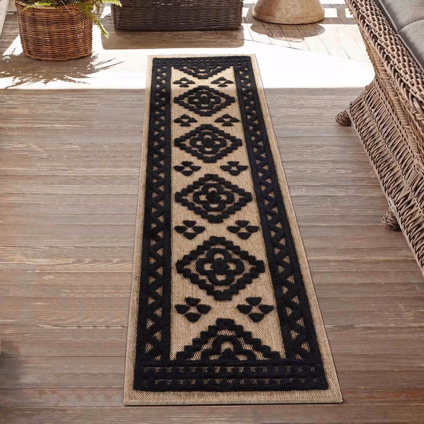 Desire Rugs Harper Diamond Pattern Machine Woven Indoor Outdoor Area Rug, Black, W: 50 cm, L: 80 cm – 4