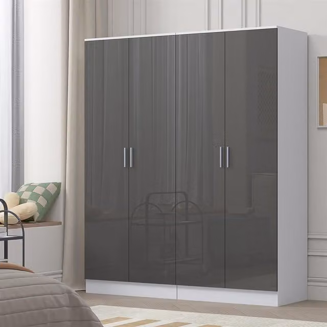 REFLECT Wardrobe Bundle of 2x 2-Door Wardrobes in Grey High Gloss and Matt White