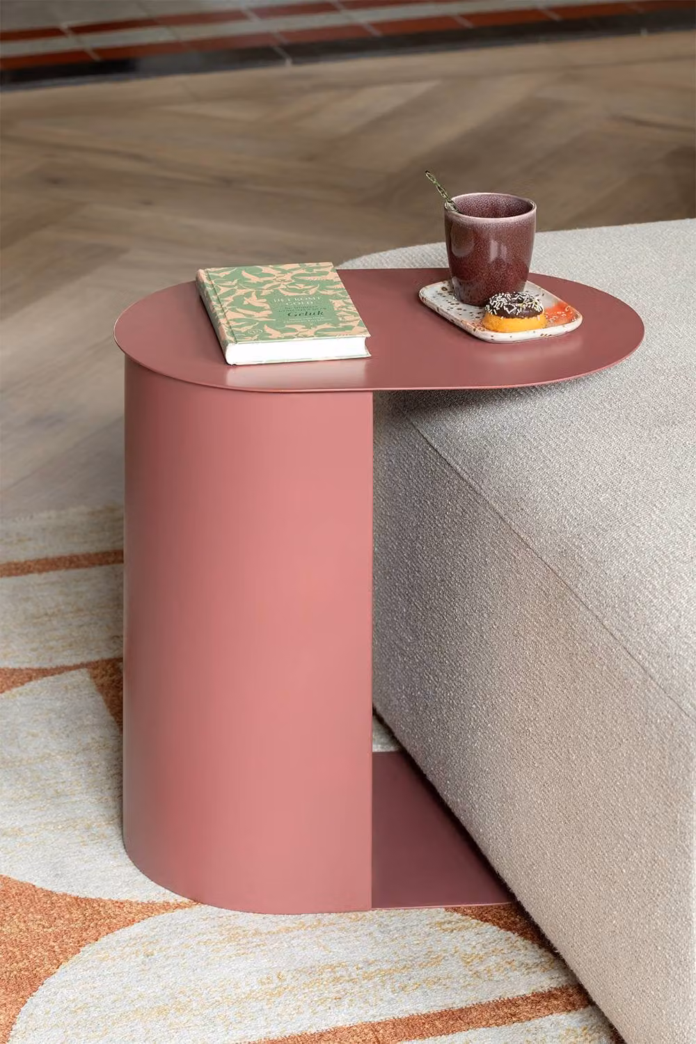 PRESENT TIME Leitmotiv Riqueza Oval Side Table Set in Burgundy Red – 2