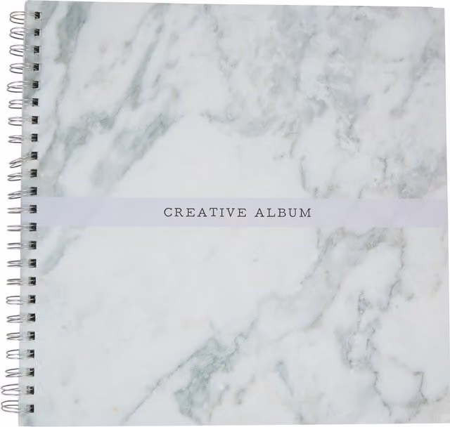 Art Studio White Marble Effect Paper Scrapbook, W: 30.48 cm x H: 30.48 cm