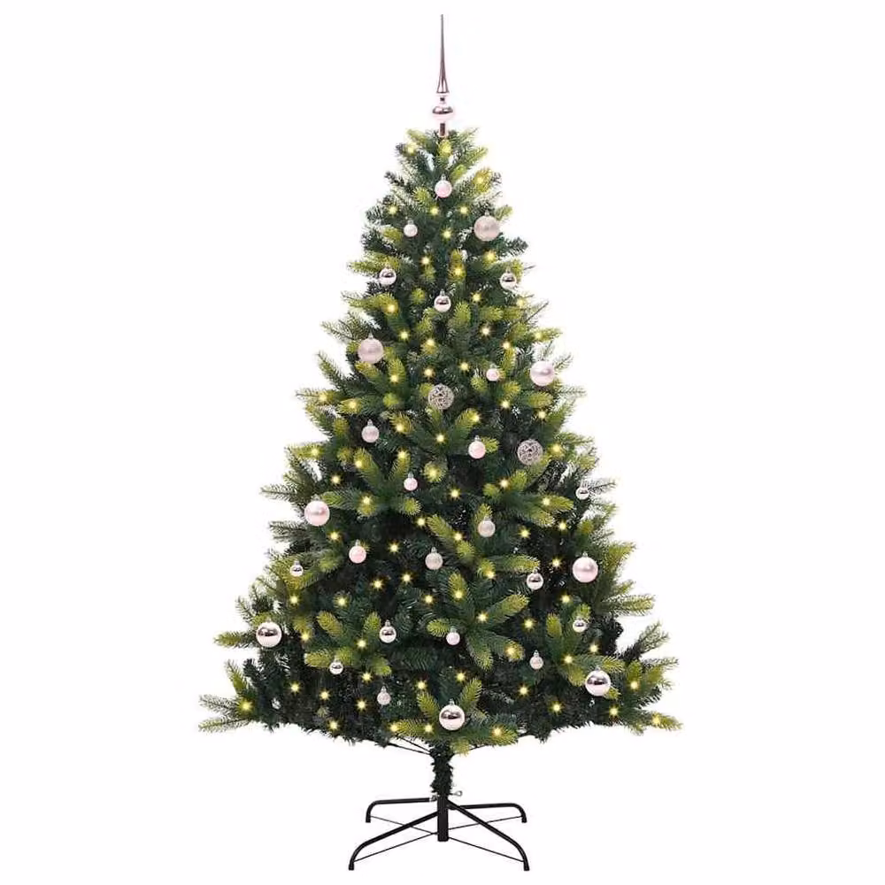 Berkfield Home Artificial Hinged Christmas Tree with 150 LEDs, Green, Height: 150 cm – 2