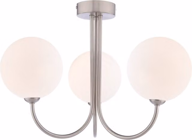 Dar JAR0338-23 Silver Dimmable Modern Sphere Ceiling Light with Glass and Metal Details