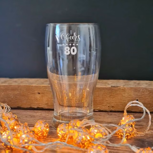 Afewhometruths Engraved 80th Birthday Pint Glass, Clear, 500ml