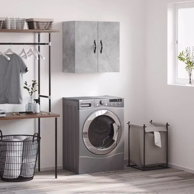 Berkfield Home Wall Mounted Cabinet in Concrete Grey, W/D/H: 60 x 31 x 60 cm – 1