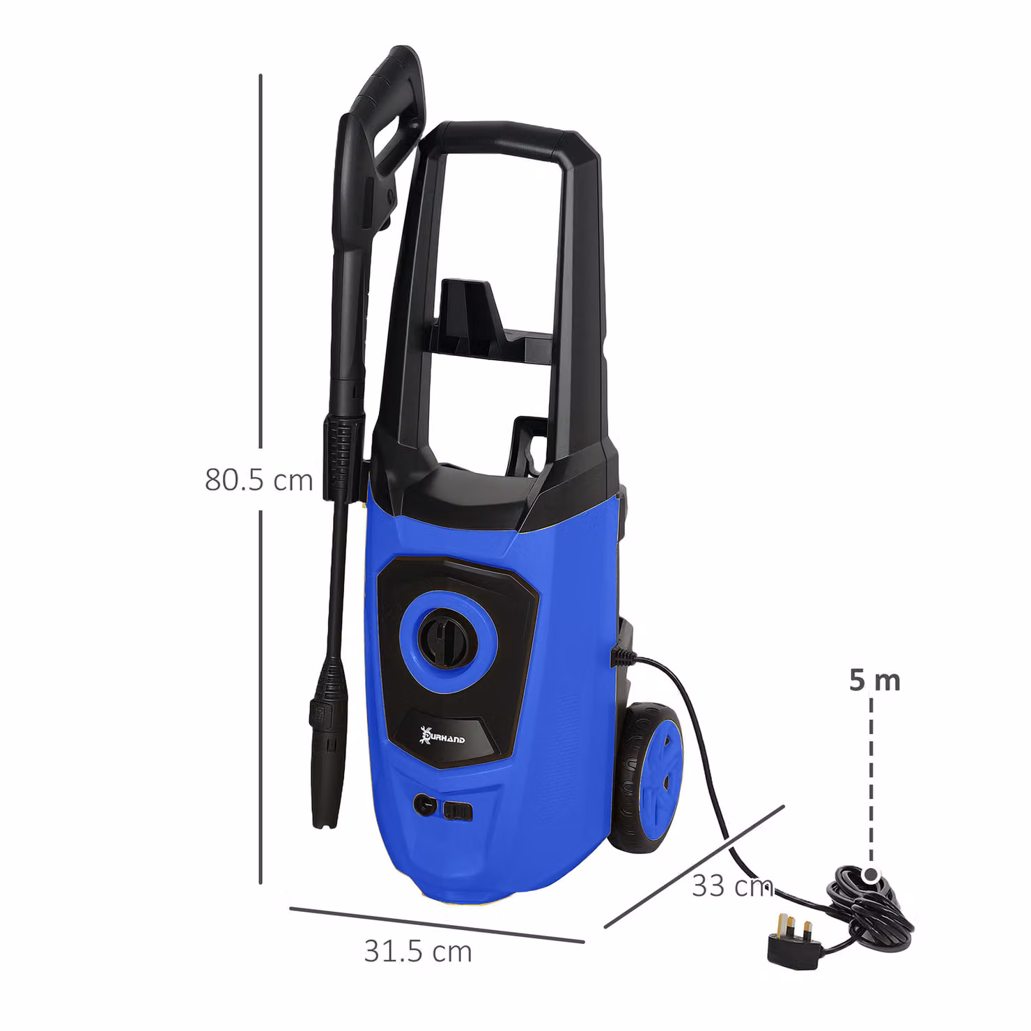 DURHAND 150 Bar Portable Pressure Washer, 1800W, 510 L/h Flow, Blue – 3