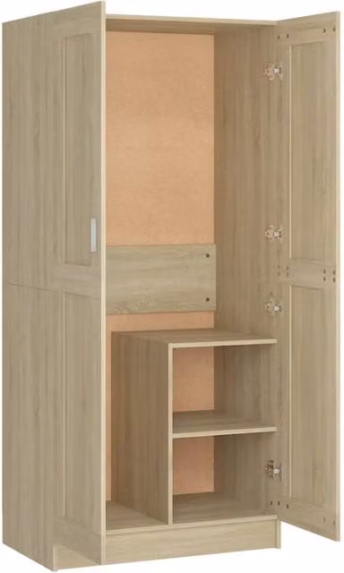 Berkfield Home Sonoma Oak Wardrobe in Light Oak, W/D/H: 82.5 x 51.5 x 180 cm