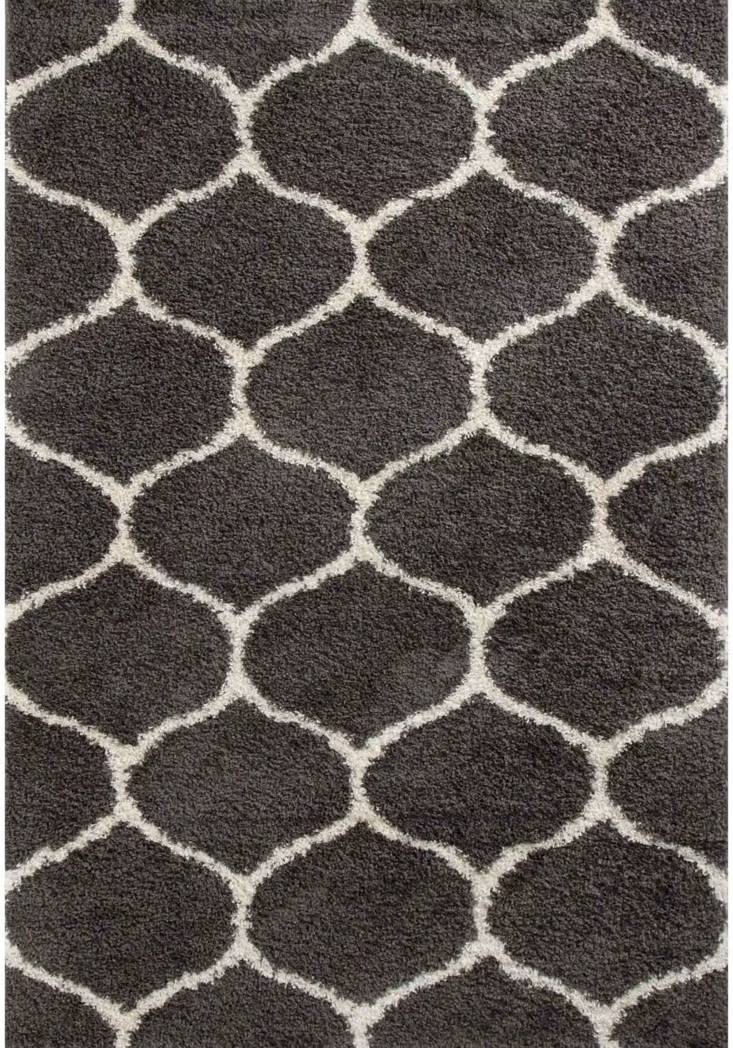 THE RUGS Moroccan Soft High Pile Shaggy Trellis Rug, Dark Grey, W: 140 cm, D: 200 cm – 2