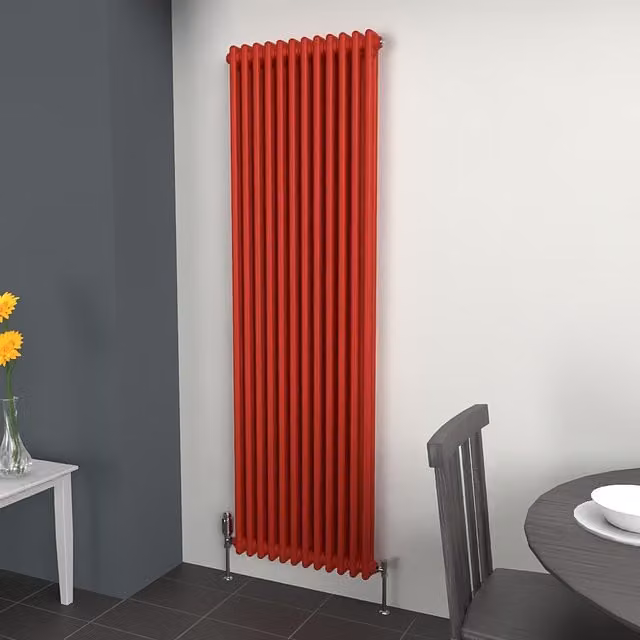 Lux Heat Vertical Coloured Column Radiator in Poppy Red, H 180 cm x W 56 cm