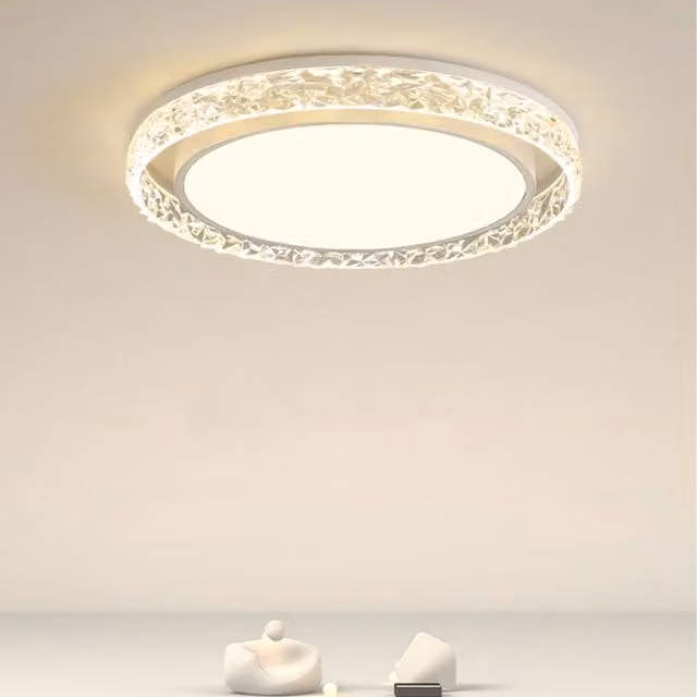Crystal LED Flush Fitting Ceiling Light in Clear and White with 3 Colour Temperatures