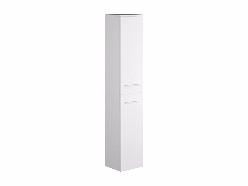 Vente-unique Wall-Mounted White Bathroom Column with Hinged Doors and Internal Shelves, H 160 x W 30 x D 25 cm – 2