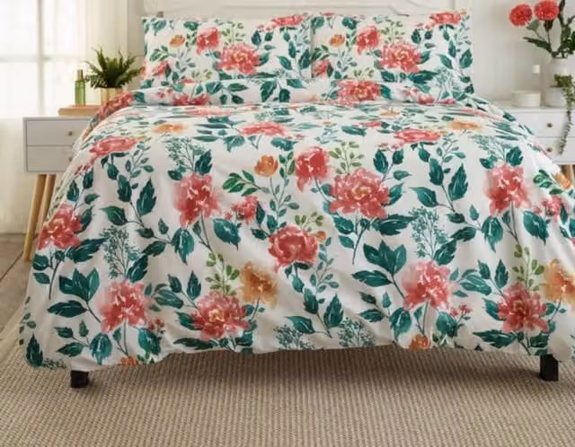 Deyongs Wild Peony Multicolour Floral Cotton Duvet Set, W: 180 cm x D: 200 cm