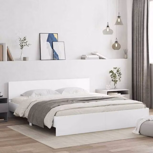 Berkfield Home Wall-mounted Bed Frame in White, Engineered Wood, W: 137 cm x L: 190 cm