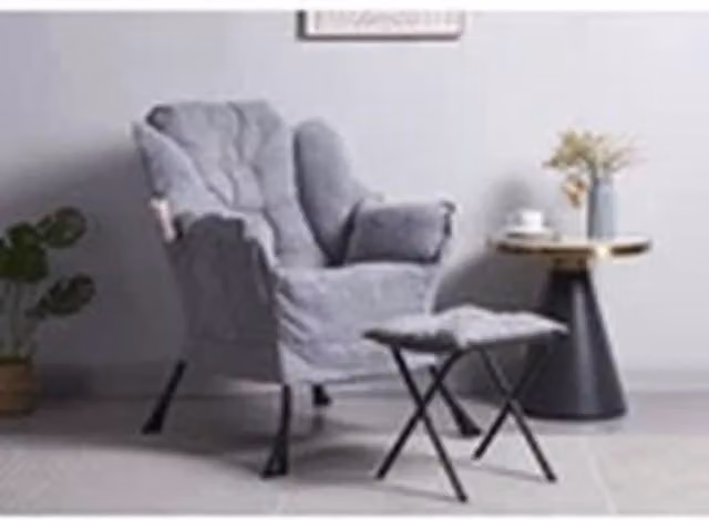 Kelvenix Lazy Chair with Ottoman in Light Grey – 1