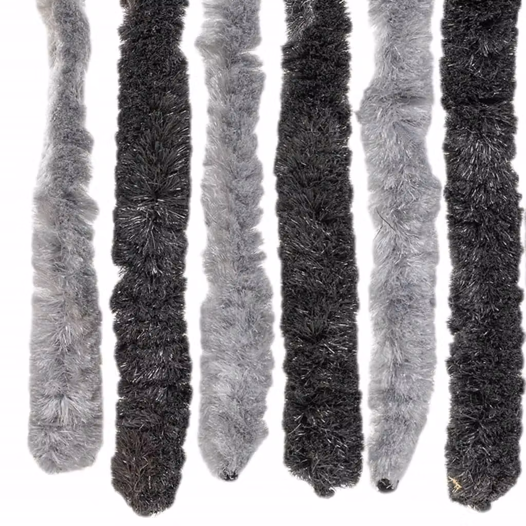 Berkfield Home Chenille Fly Curtain in Grey and Black, W: 100 cm, H: 200 cm – 4