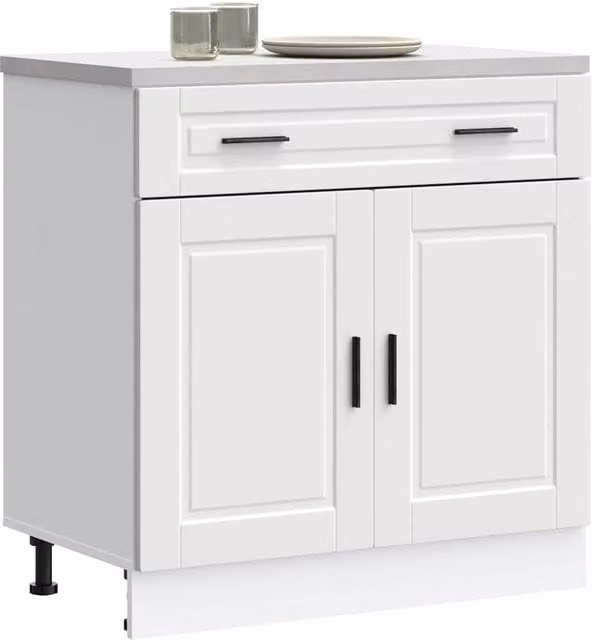 Berkfield Home Porto White Kitchen Base Cabinet with Hinged Doors and Internal Shelves