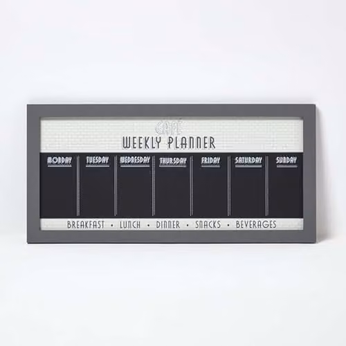 Homescapes Weekly Planner Chalkboard in Black or Grey, W: 67 cm, H: 32 cm – 1