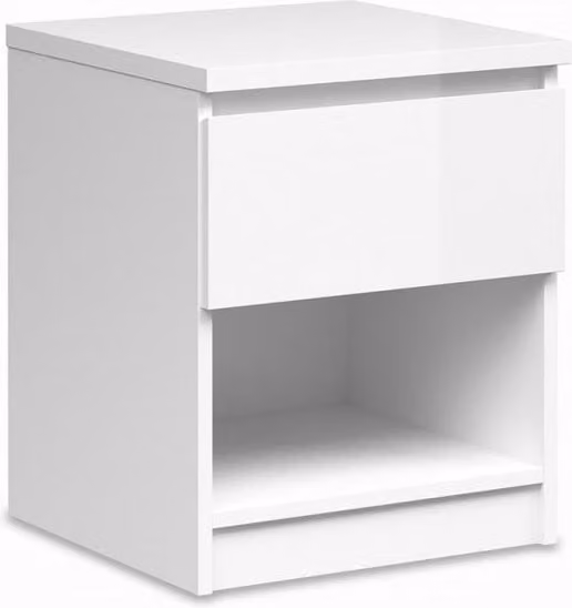 Furniture To Go Naia White High Gloss 1 Drawer Small Bedside Table