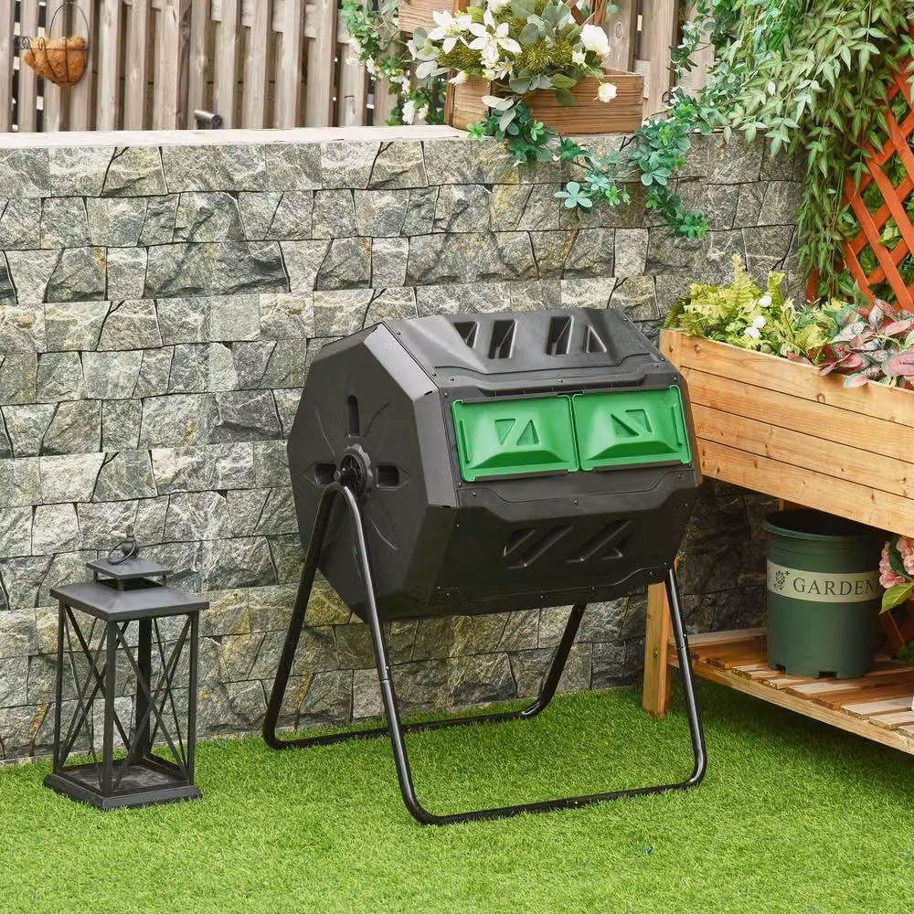STILVORA 160L Dual Chamber Rotating Composter in Black – 2