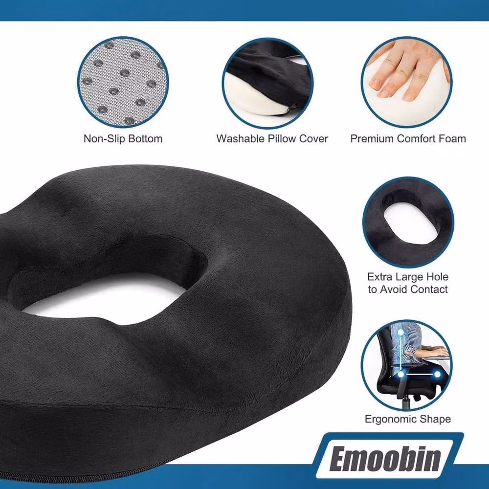 SPETLEK Black Memory Foam Donut Cushion Pillow W: 100 cm, L: 190 cm – 3