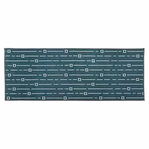 JVL Savio Geometric Machine Washable Non-Slip Runner Mat, Petrol and Grey, W: 57 cm, L: 150 cm – 1