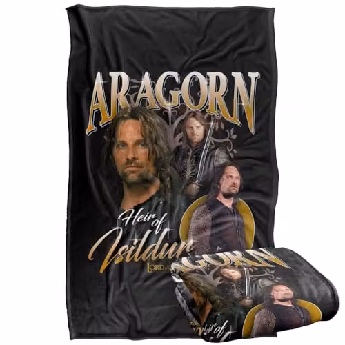 Warner Bros. Lord Of The Rings Aragorn Bootleg Super Soft Fleece Throw Blanket, Multicolour, W/D/H: 91 x 147 cm
