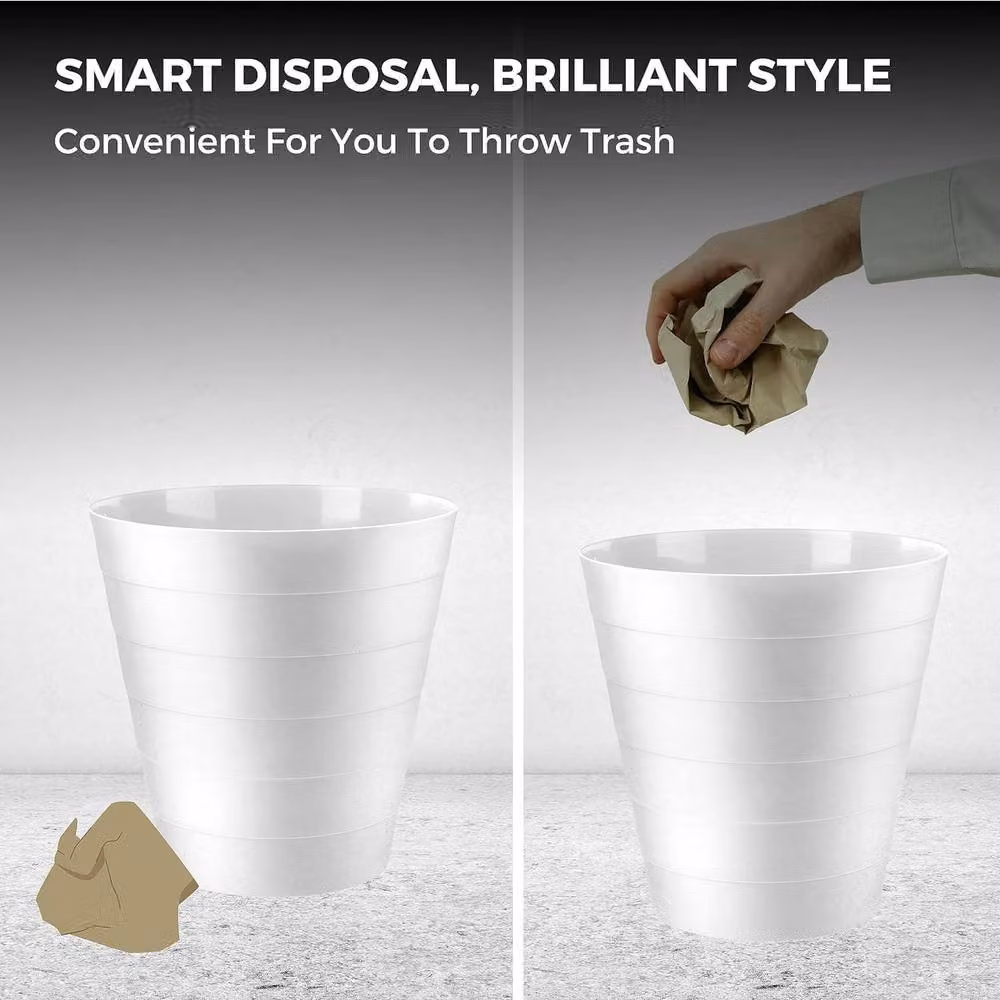 MantraRaj 6L Round Plastic Waste Paper Bin in White – 2