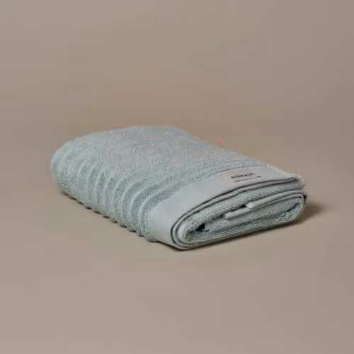 Misona Organic GOTS Cotton Ribbed Bath Towel, Blue, W: 70 cm, L: 125 cm – 1