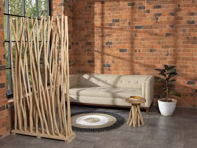 Vente-unique Gayana Teak Wood Room Divider in Light Oak, W: 100 cm, D: 25 cm, H: 180 cm