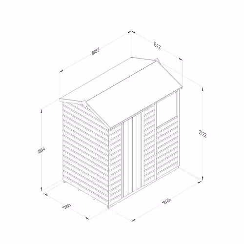 Forest Garden Classic Wooden Gable Shed in Brown or Green, W: 182.88 cm, D: 121.92 cm, H: 212.1 cm – 3