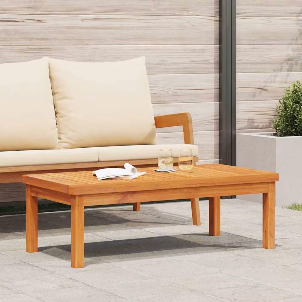 Berkfield Home Modern Solid Acacia Wood Coffee Table in Brown, W/D/H: 100 x 50 x 33 cm – 2