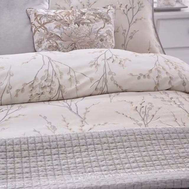 Laura Ashley Pussy Willow Floral Cotton Mako Satin Housewife Pillowcase in Dove Grey