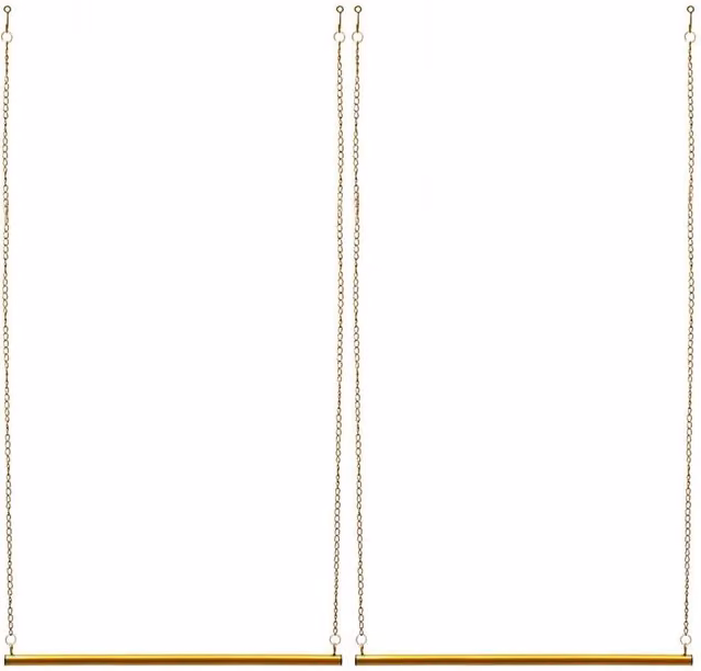 Ventryn 2-Piece Gold Metal Chain Clothes Display Rack with Distributed Point Hooks