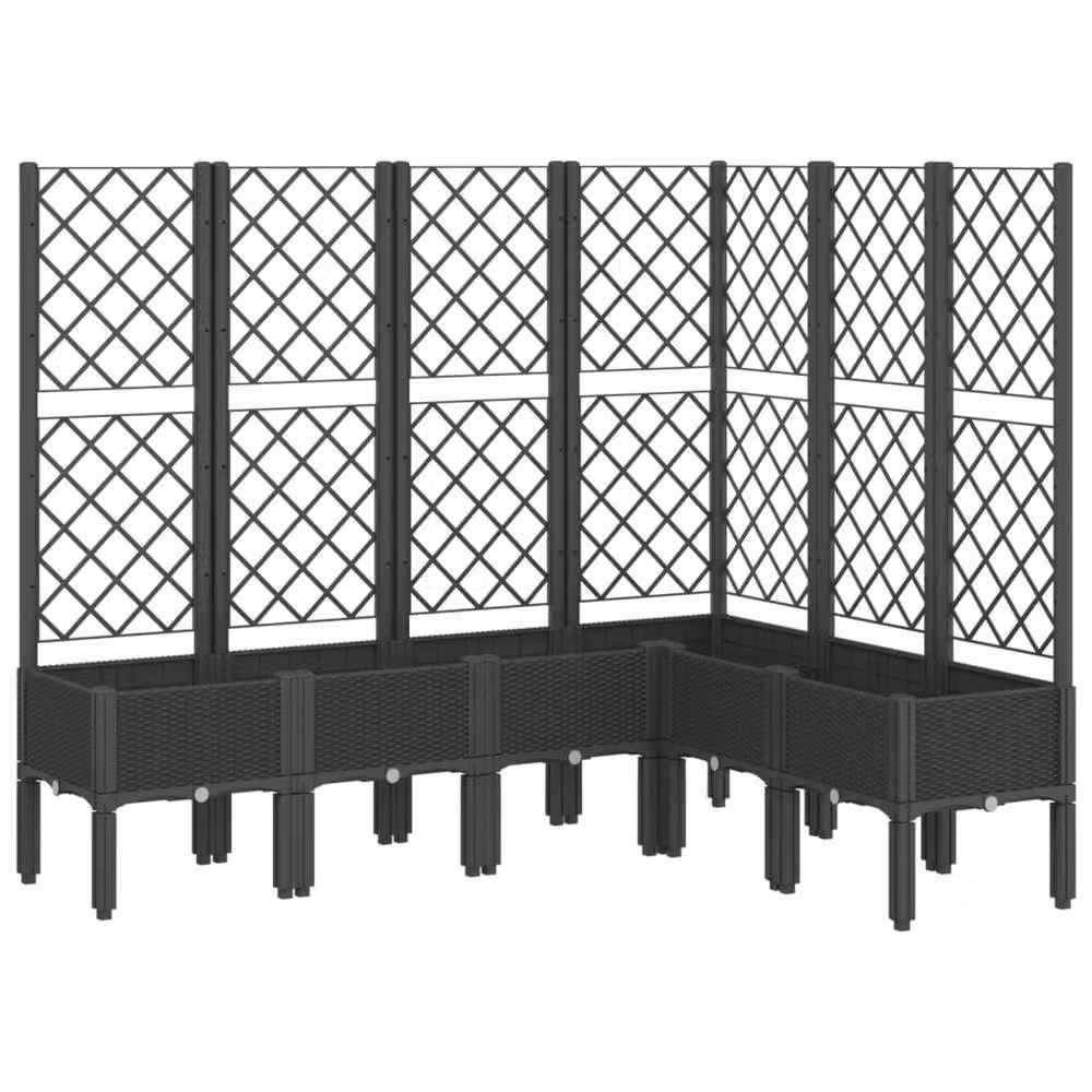 Berkfield Home Beautiful Garden Planter with Trellis, Black, W/D/H: 120 x 160 x 142 cm – 3