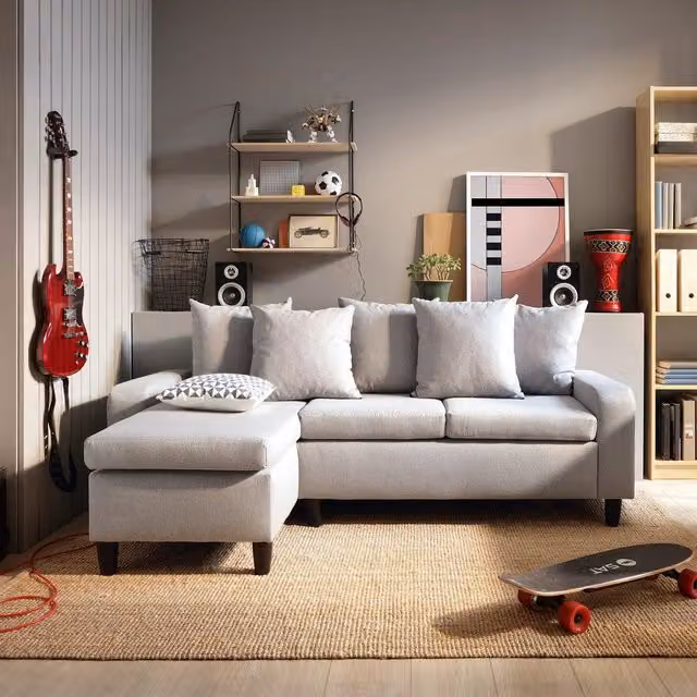 Abakus Direct Napoli Reversible Fabric Corner Sofa in Grey